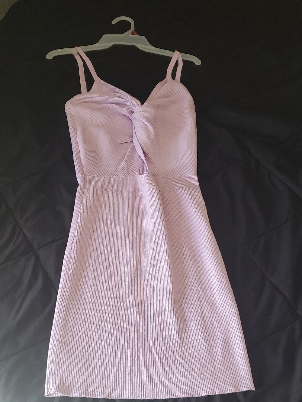 Fashion Nova Lilac Twist-Front Ribbed Mini Dress